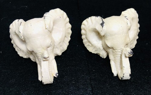 Rustic White Elephant Drawer Door Pulls Knobs Handles Jungle Africa Set of 2 - Picture 4 of 8