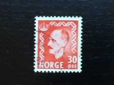 NORWAY NORGE 1951-1952 KING HAAKON VII NEW EDITION VALUES 30 ORE RED - USED