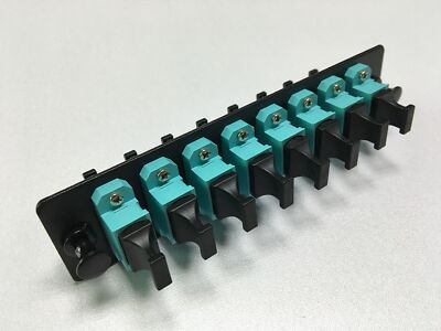 LGX MPO Adapter Panel 8 Ports Loaded w/8 MPO Adapters OM3 10Gig Black
