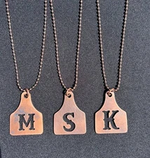 women's custom copper cow tag pendant necklaces .