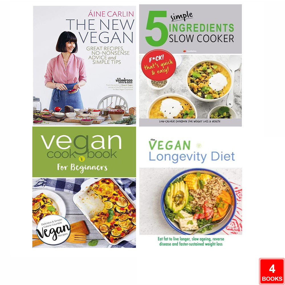5 Simple Ingredients Slow Cooker, Longevity Diet, Vegan Cookbook 4 Books Set