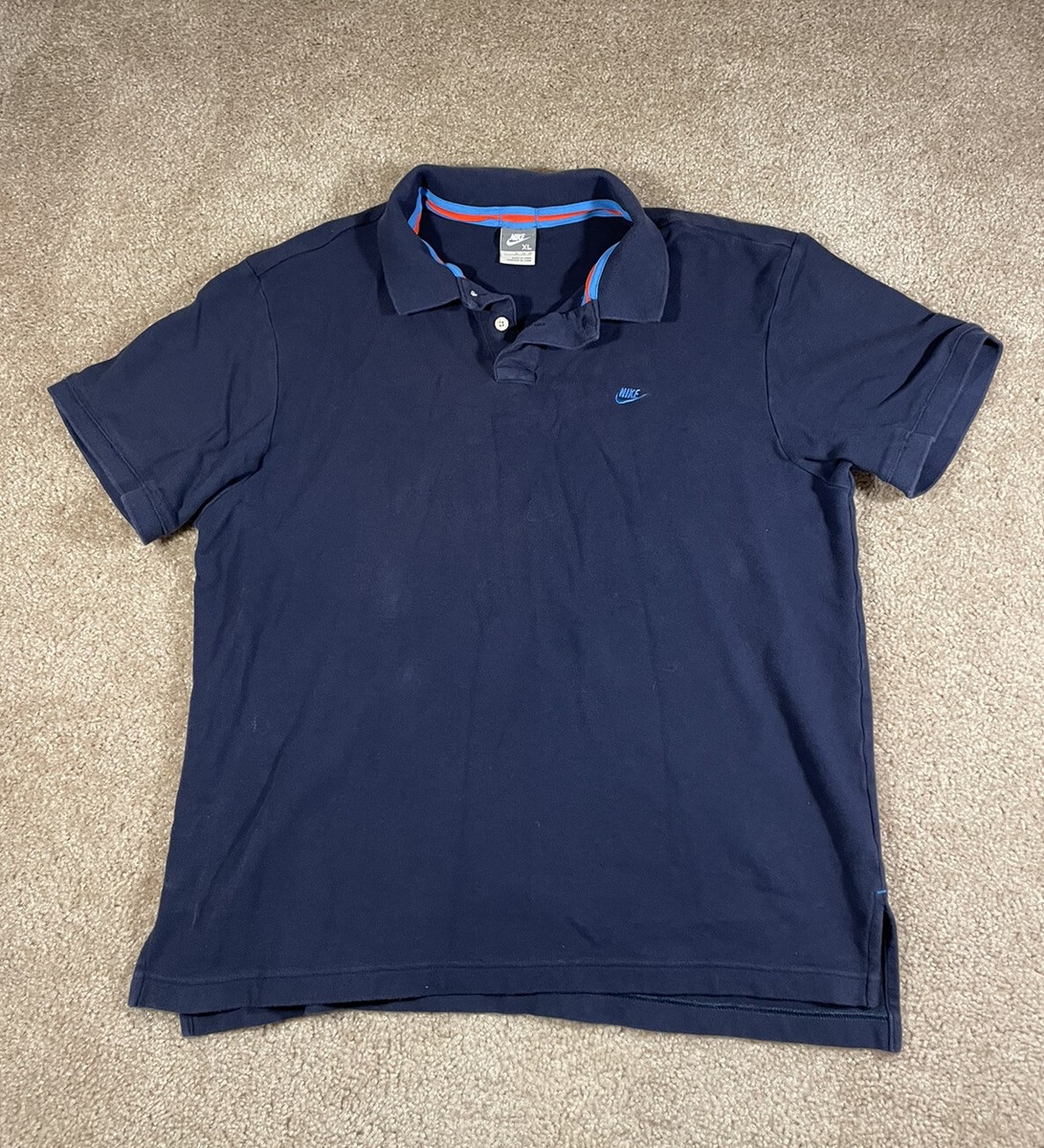 Vintage Nike Polo Shirt Blue Mens XL Cotton Embroidered Swoosh | eBay
