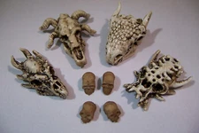 8pc ALIEN & HUMAN SKULLS 1:12 SCALE TROPHY WALL ACCESSORY PACK 4- ACTION FIGURES