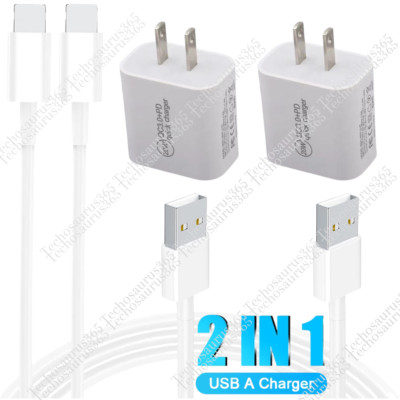 Fast Charger QC PD 20W Power Adapter Cube USB Cable For iPhone 13 12 11 14 8 7 6