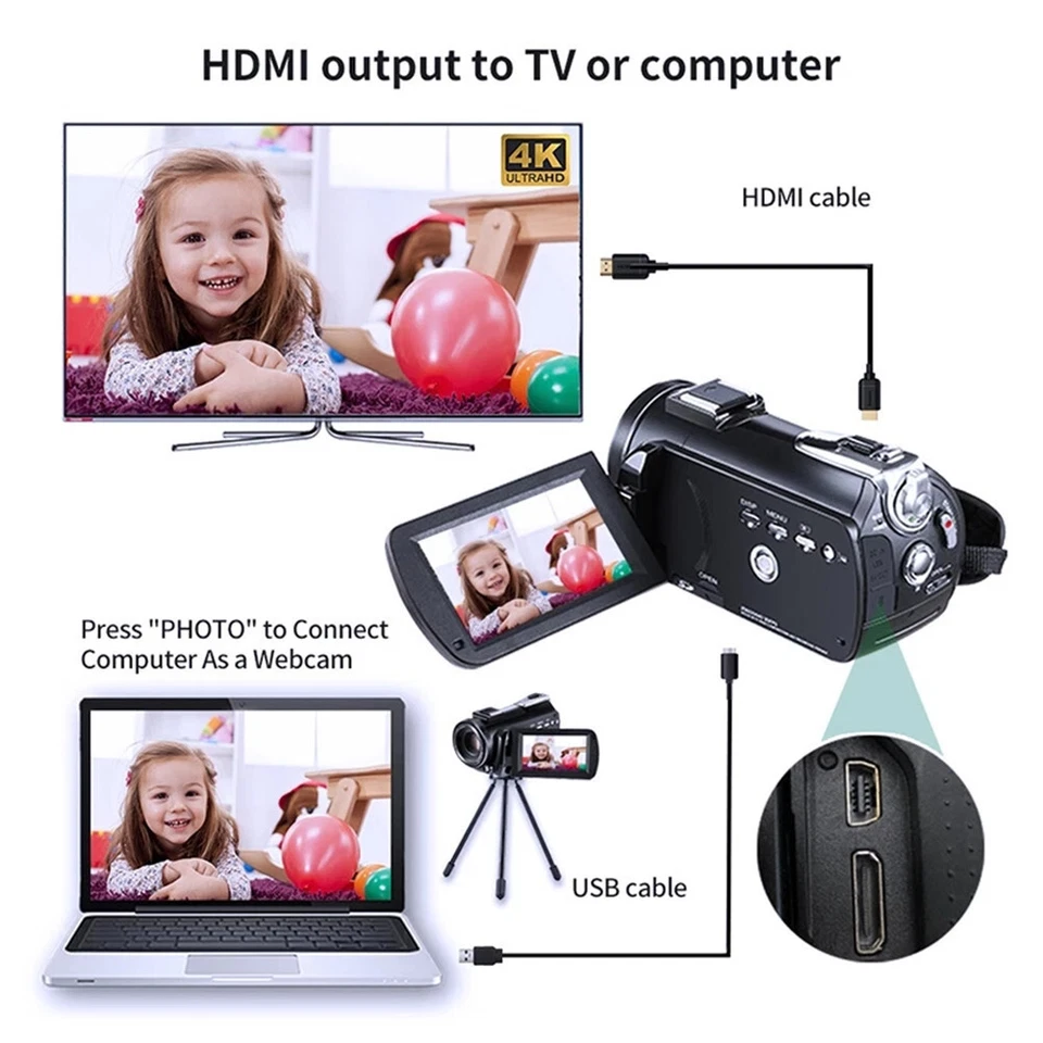 Digital Hd Video Camera 12X Optical Zoom Recorder Camcorder Black DV Handycam - Image 4 of 4