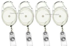 100 PCS CARABINER RETRACTABLE ID HOLDER KEY ID CARD BADGE TAG CLIP HOLDER CLEAR