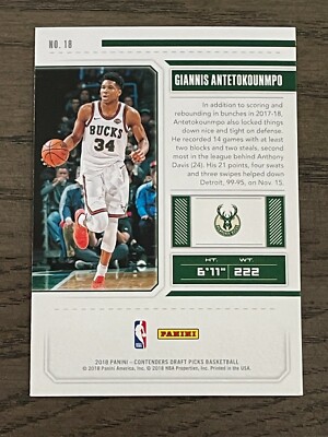 2018 Panini Contenders Draft Giannis Antetokounmpo #18 (White