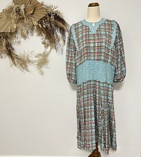 Diane Freis Womans Dress Blue Vintage Midi Horse Bit Print Tiered Size 10-12