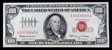1966 $100 RED SEAL UNITED STATES NOTE BANK NOTE FR#1550 CHOICE AU