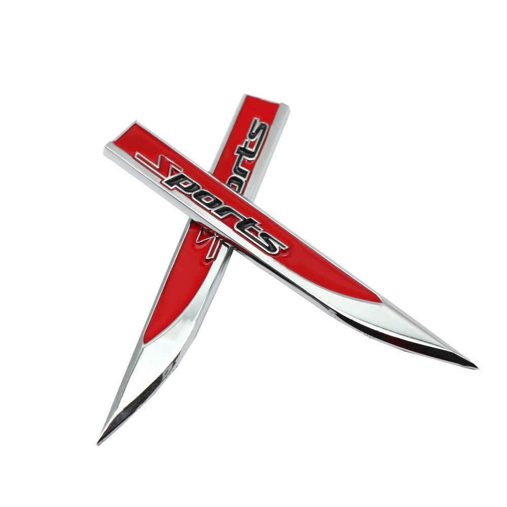 2x Sports Car Logo Metal Emblem Badge Car Stickers Side Fender Decal