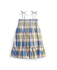 NWT Polo Ralph Lauren Girls Yellow Plaid Sleeveless Madras Dress 6 X pjl0421