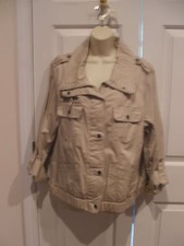 Nwt  $159 Style & Co  Women's Beige Safari Cuffed Sleeve Zipper Jacket Size 14 W