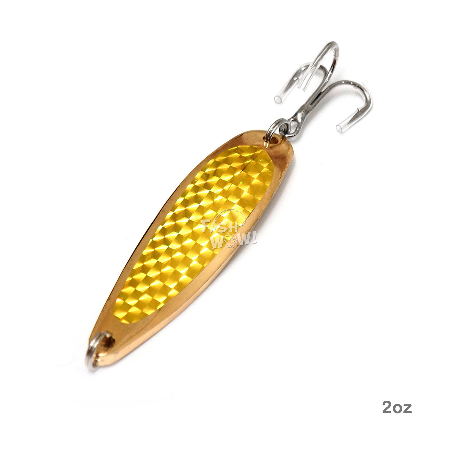 15pcs 2oz Fishing Spoons Trolling Flutter Treble Hook Casting Jigs Gold tape NEW - Image 4