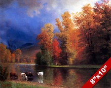 AUTUMN THE SACO RIVER NEW HAMPSHIRE MAINE OIL PAINTING ART PRINT ON REAL CANVAS