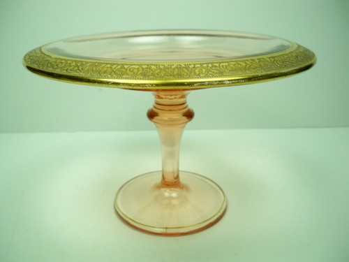 Vintage Depressione Oro Incrostato Vetro Tiffin Rosa Rambling Rose Jelly Composta - Foto 11 di 11