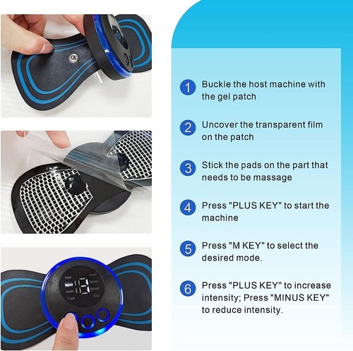 Tens Machine Massagers EMS Full Body Relax Pads Portable Tens Unit Rechargable - Picture 11 of 25