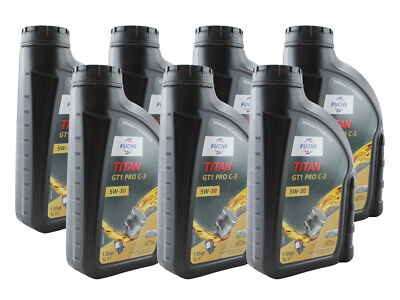 Fuchs 7 Liter TITAN GT1 PRO C-3 SAE 5W-30 Engine Oil 7 x 1L for Audi BMW VW