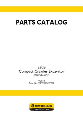 NEW HOLLAND E30B COMPACT CRAWLER EXCAVATOR PARTS CATALOG