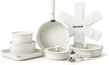 SENSARTE 17 Piece Pots and Pans Set, Nonstick Detachable 17 Piece, White 