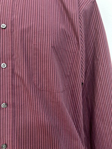 Stafford Supper Fit Men’s Dress Striped Burgundy Classic Fit 17.5, Long Sleeve - Picture 9 of 12