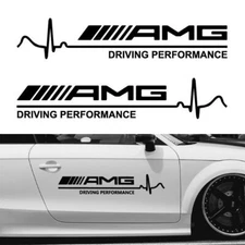 2x Black AMG Driving Performance Body Side Door Racing Vinyl Car Decal Stickers