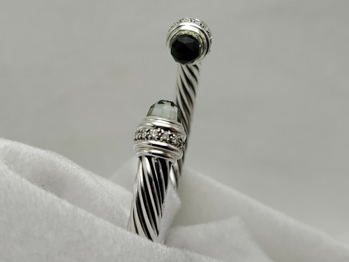 David Yurman 7mm Cable Bracelet with Prasiolite and Diamonds size large - Foto 9 di 9
