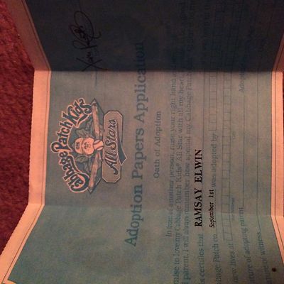 birth certif. & adoption papers application Ramsay Elwin 1986 cabbage ...