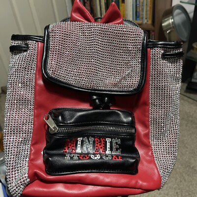 Disney Minnie Mouse Mini Backpack bag Red Black Bling 10” Disney main image 4