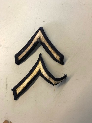 WW2 US Army Private First Class PFC Rank Uniform Stripes 1 Pair NOS Silver - Picture 2 of 2