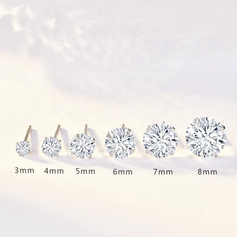 ORECCHINI DONNA UOMO PUNTO LUCE IN ARGENTO 925 COLORE BIANCO DIAMANTE 5 mm - Immagine 4 di 4