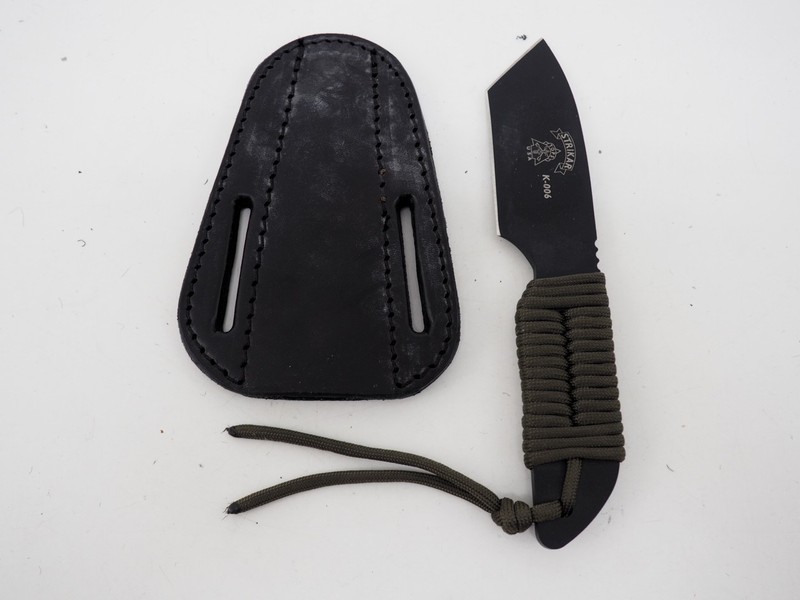 New! Tops Knives Strikar K-006 Black High Carbon Steel Blade Knife w/ Sheath
