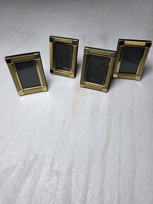 FOUR Shiny Gold Corner Inner Border, Brushed Sides Desktop Picture Frame 2x3