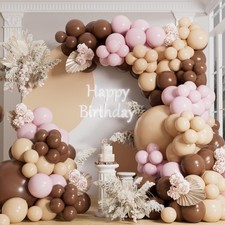 Brown Balloon Arch Kit 155Pcs Light Pink Beige Balloons