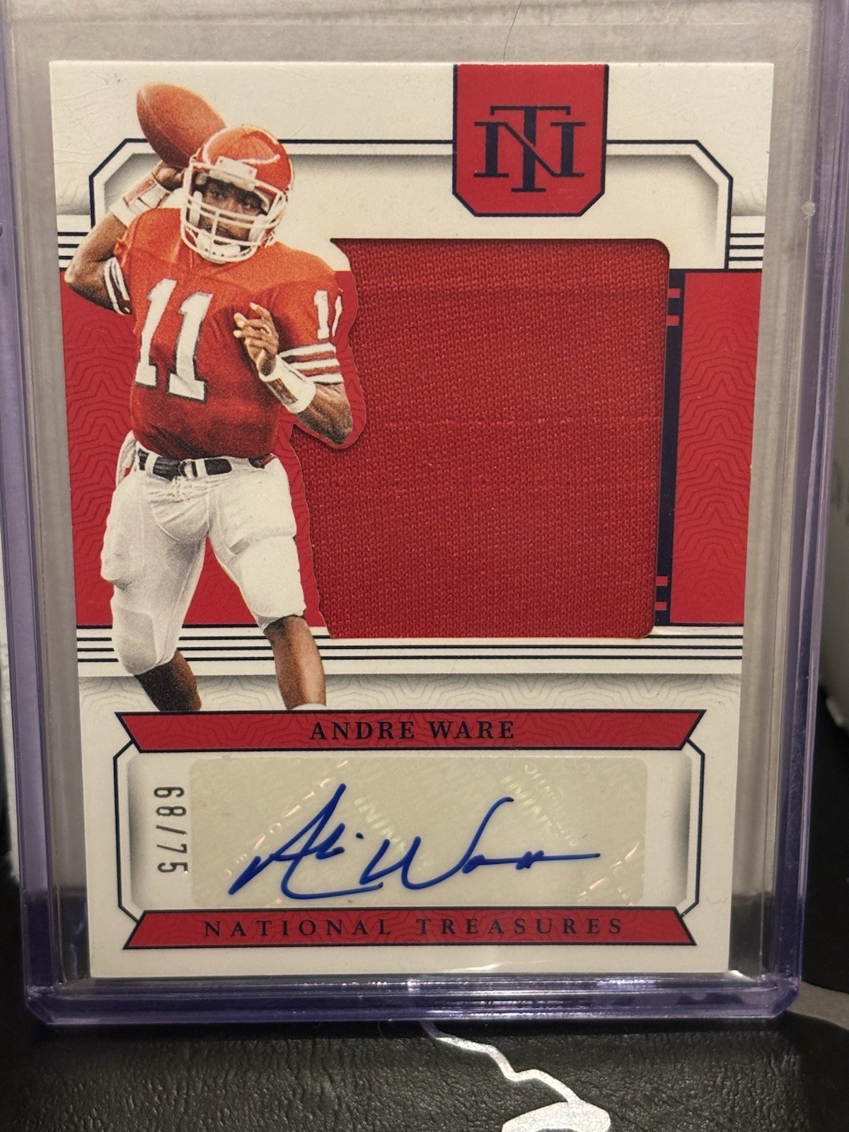 Panini 2025 Natl Treasures Collegiate Silhouettes Andre Ware Blue Auto /75