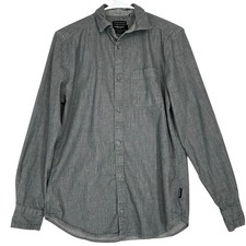Kenneth Cole New York Slim Fit Gray Long Sleeved Button Up Shirt Mens Size Small