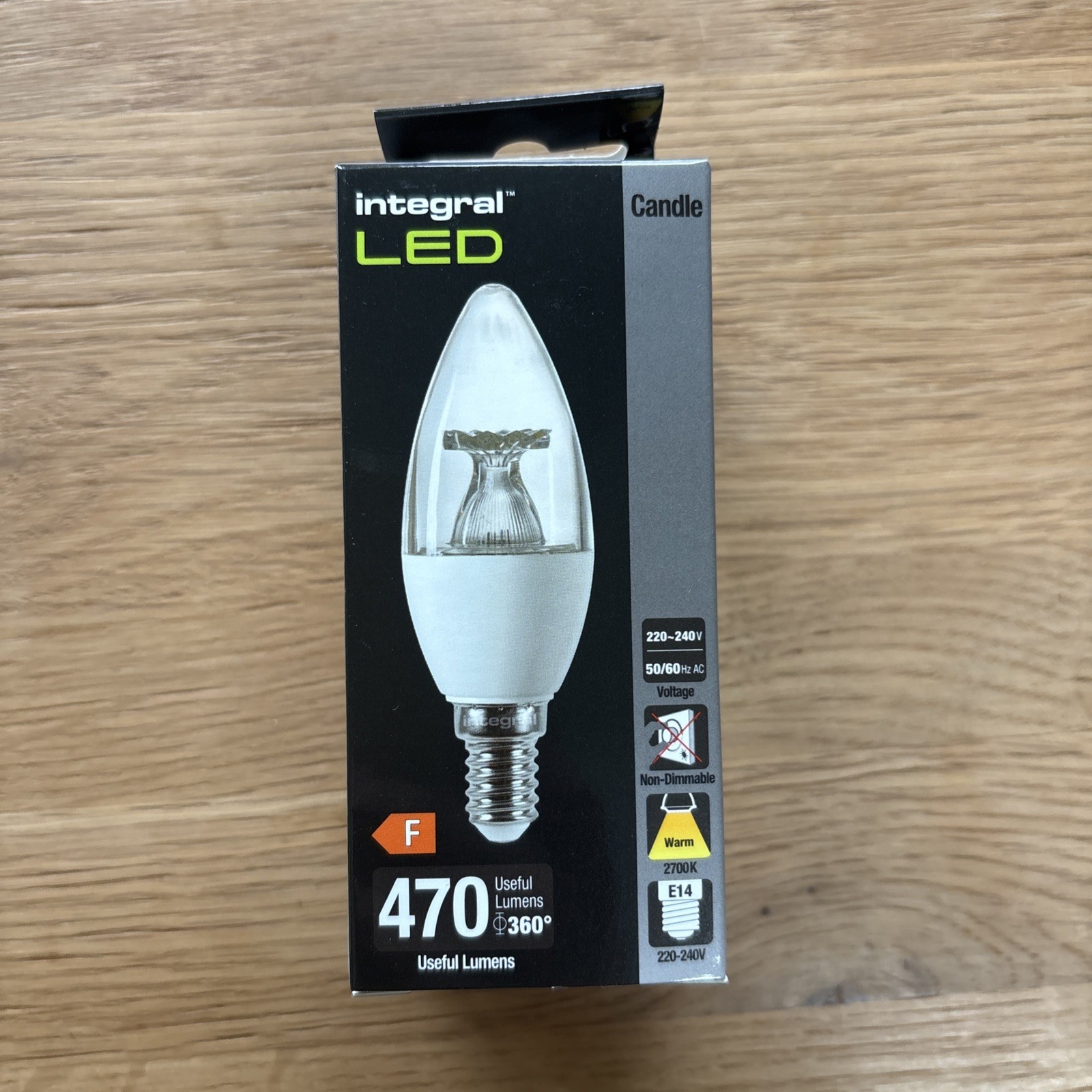 Light Bulb Clear 2.9w LED Candle 4000K Non Dimmable E14 250lm =25w Integral