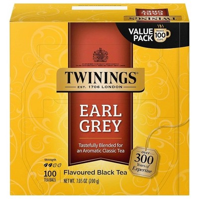 Twinings Earl Grey Black Tea Individually Wrapped Bags, 100 Count (Pack of 1)