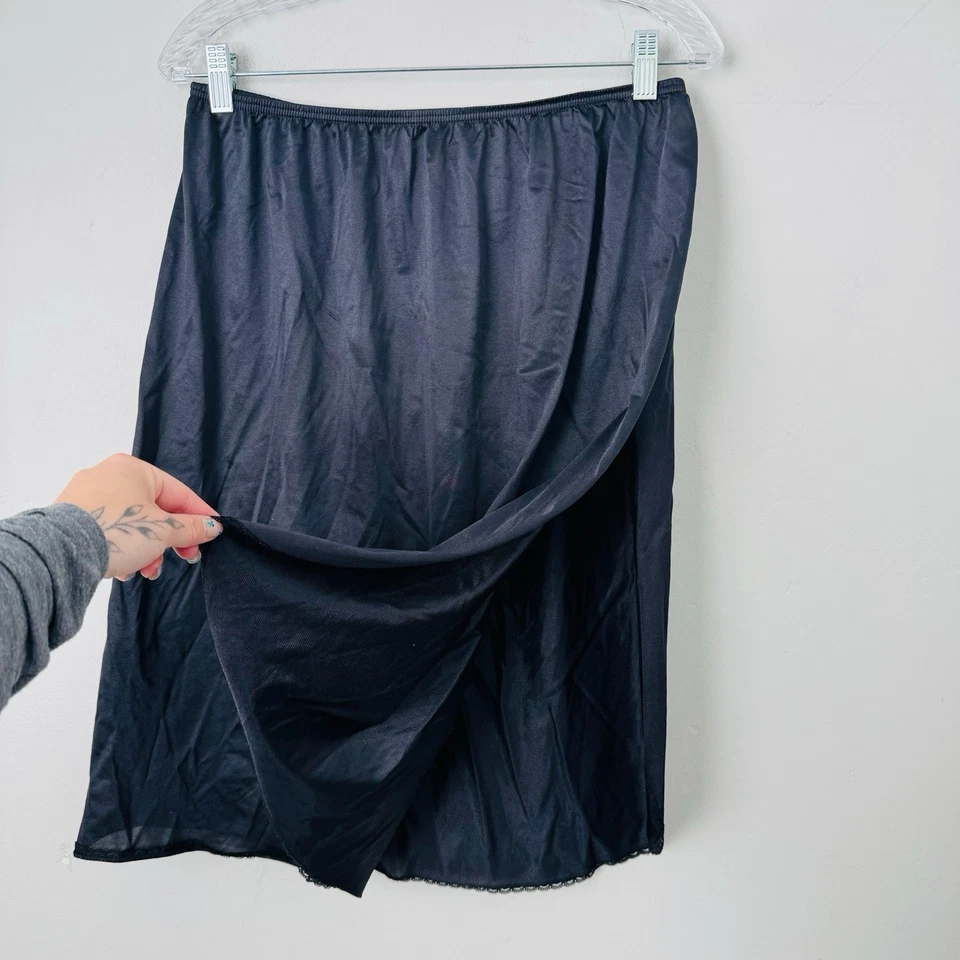 Conjunto de dos piezas de lencería de nailon negra vintage Vassarette para mujer talla XL Foto 4 de 4