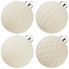 Large Velvet Christmas Ball Ornaments - 4 Inch Flocked Christmas Balls Shatte...