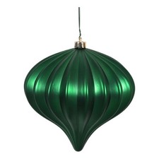 Vickerman UV Treated Onion Christmas Ornaments in Matte Emerald Green Set of 3