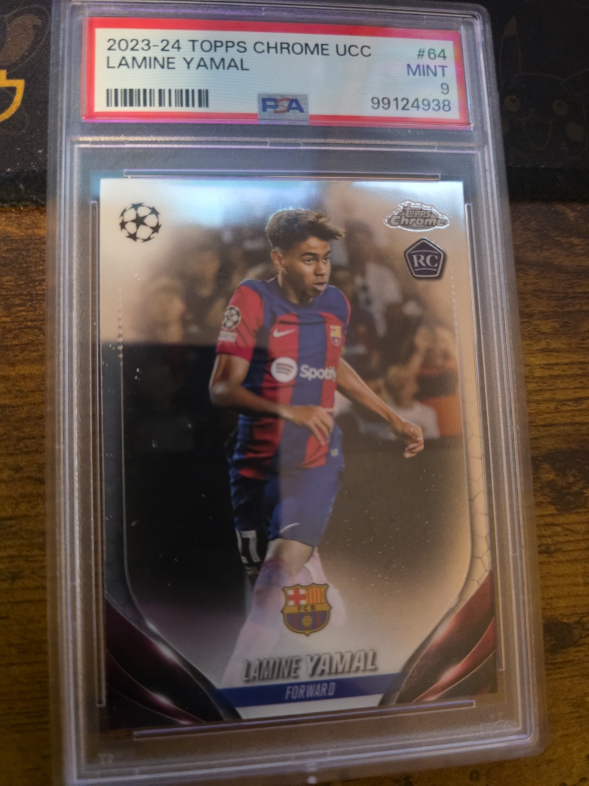 2023-24 Topps Chrome UCC Lamine Yamal #64 PSA 9 RC Mint view 3