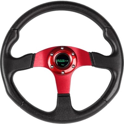 Universal Racing Steering Wheel 13.8  350mm 6 Bolts Vinyl Leather Red