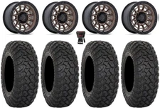 Fuel Cycle 15" Wheels Bronze +10mm 35" RT320 Tires Kawasaki Mule Pro FXT  KRX