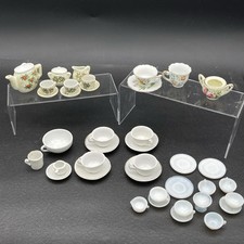 Vintage 38 Piece Miniature Mini Tea Cup Pieces Lot Assorted Age  Maker Japan