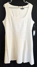 NWT Tommy Hilfiger White Sleeveless Dress Knee Length Size 16 Stretch A-Line New
