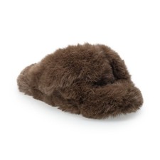 NWT Lauren Conrad Fluffy Twist Band Faux Fur Slippers Mocha Size M 7-8 