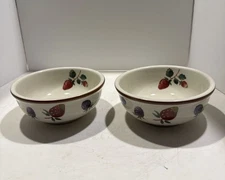 Longaberger Fruit Medley Berry Bowls Cereal Dessert Set of 2 Bowls NIB