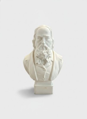 Vintage White Ceramic Bust Sculpture Alfred Lord Tennyson Poet Figurine Statue