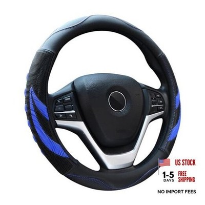 Alusbell Microfiber Leather Steering Wheel Cover Breathable Auto Car Blue