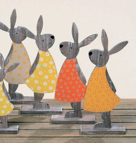 Dekoaufsteller Osterhase Holz H.27 Cm Orange StüCkpreis-image